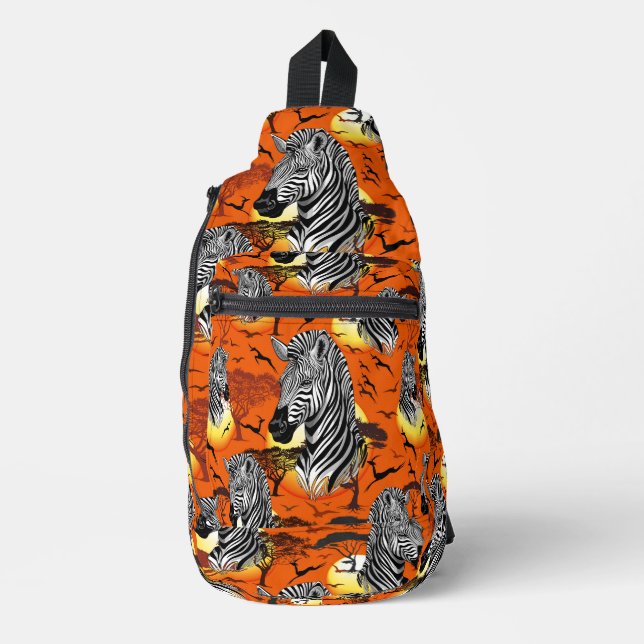 Zebra African Savanna Wild Animal Sling Bag (Front)