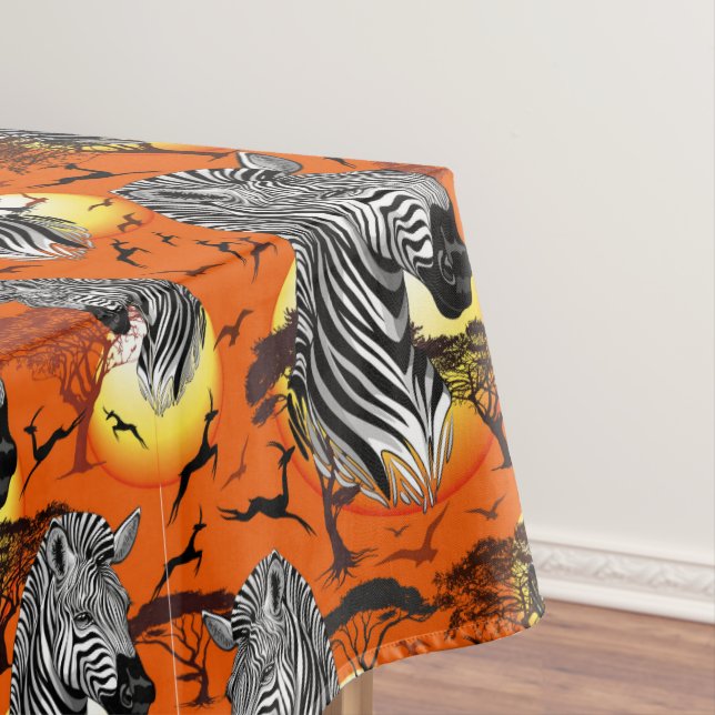 Zebra African Savanna Wild Animal Tablecloth (In Situ)
