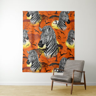 Zebra African Savanna Wild Animal Tapestry