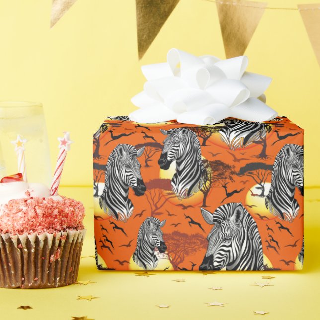 Zebra African Savanna Wild Animal Wrapping Paper (Birthday Party)