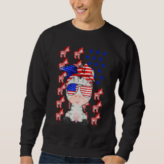 Zebra American Flag Zebra  Patriotic 4th Of July Sweatshirt