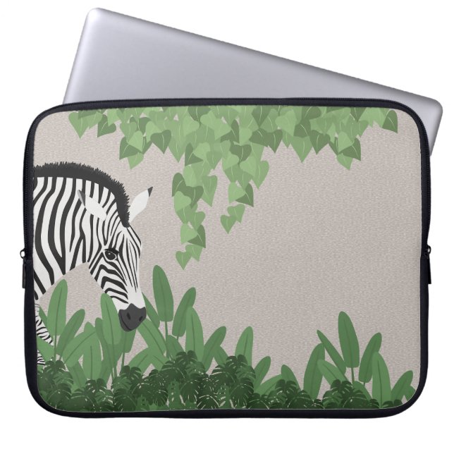 Zebra amongst Leaves Laptop Sleeve (Front)