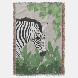 Zebra amongst Leaves Throw Blanket