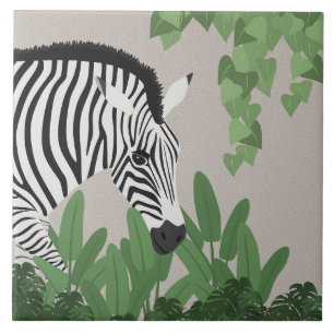 Zebra amongst Leaves Tile
