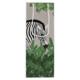 Zebra amongst Leaves Wine Gift Bag
