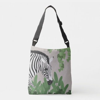 Zebra amongst Leaves Wood Topped Wall Tapestry Crossbody Bag