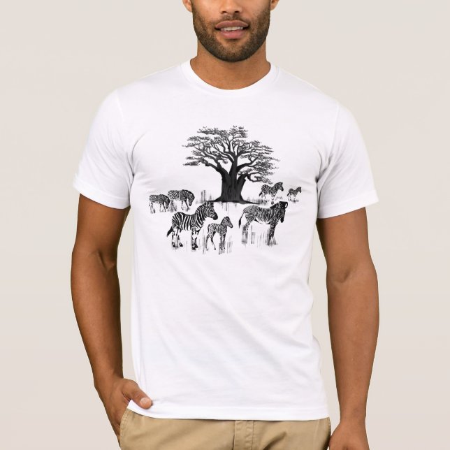 Zebra and Baobab Tree T-Shirt (Front)