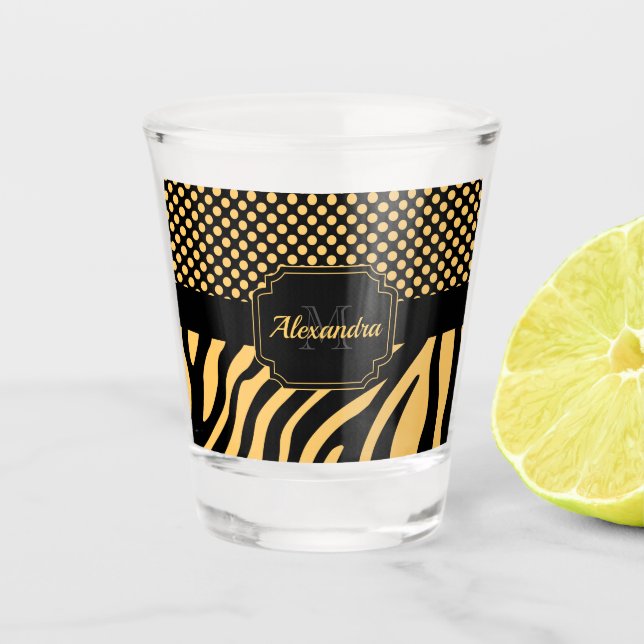 Zebra and Dots Shot Glass (Front)