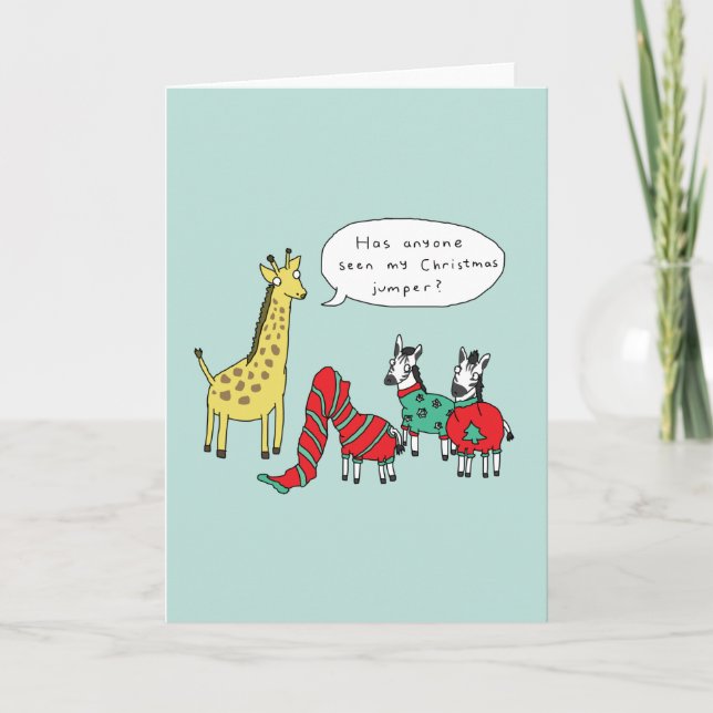 Zebra and Giraffe Christmas Card | Classic Comic (Front)