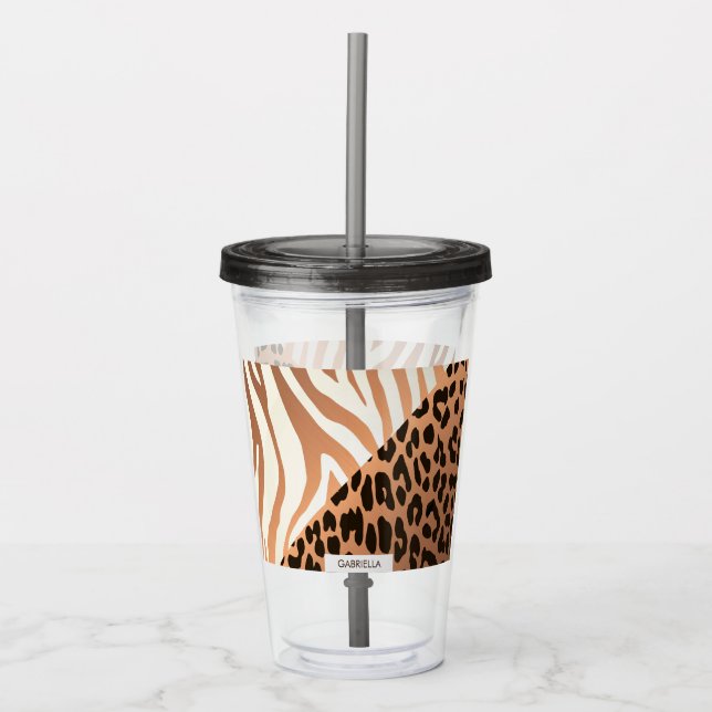 Zebra and Leopard Print Acrylic Tumbler (Front)