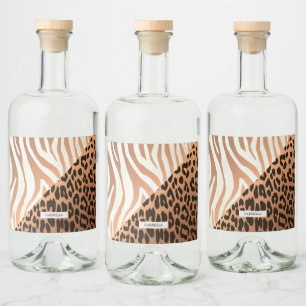 Zebra and Leopard Print Liquor Bottle Label