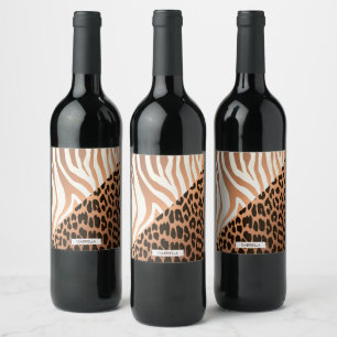 Zebra and Leopard Print Wine Label