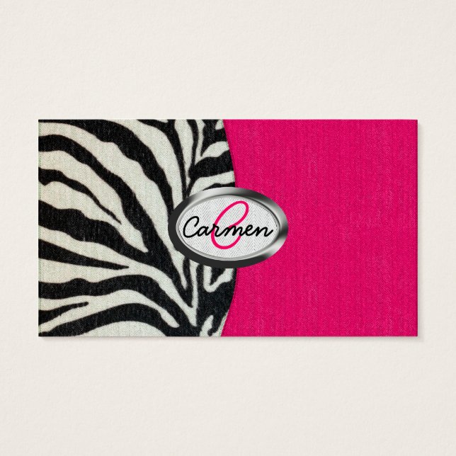 Zebra and Neon Pink with Metallic Monogram (Back)
