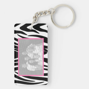 Zebra and Pink Photo Frame Key Ring