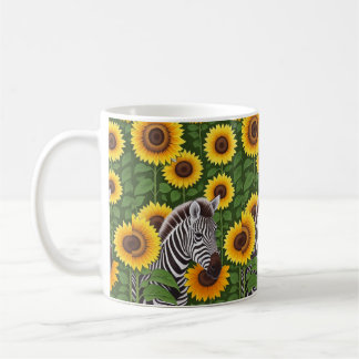 Zebra And Sunflowers Coffee Mug