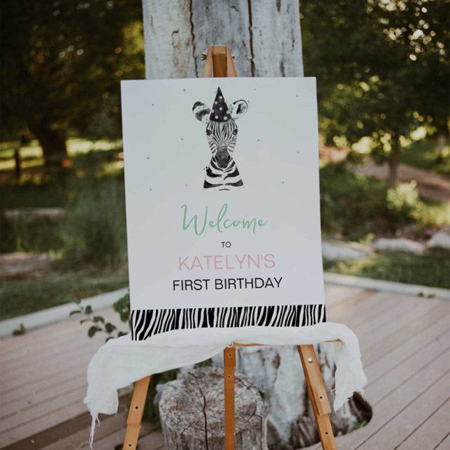 Zebra Animal Birthday Party Welcome Sign (Creator Uploaded)