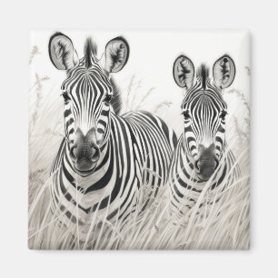 Zebra Animal Discovery Wild Nature Ink Sketch Art Magnet