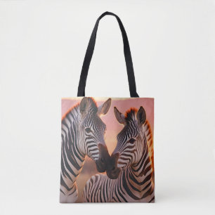 Zebra Animal Nature Wildlife Affection Caring Tote Bag