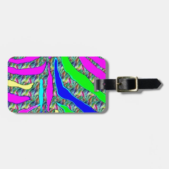 Zebra animal pattern colourful abstract pattern luggage tag (Front Horizontal)