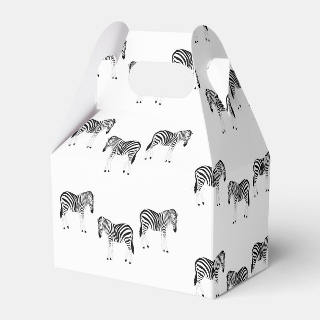 Zebra animal pattern on white favour box (Front Side)