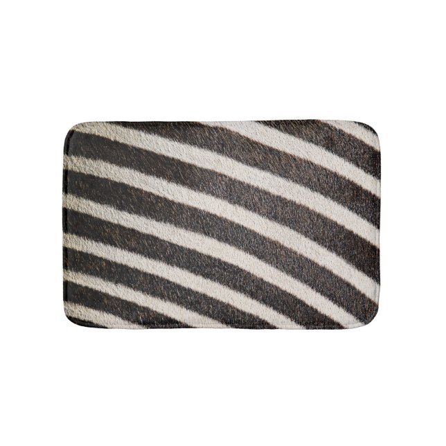 Zebra Animal Print Black & White Bath Mat (Front)