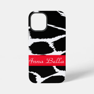 Zebra animal print black white & red iPhone 12 mini case