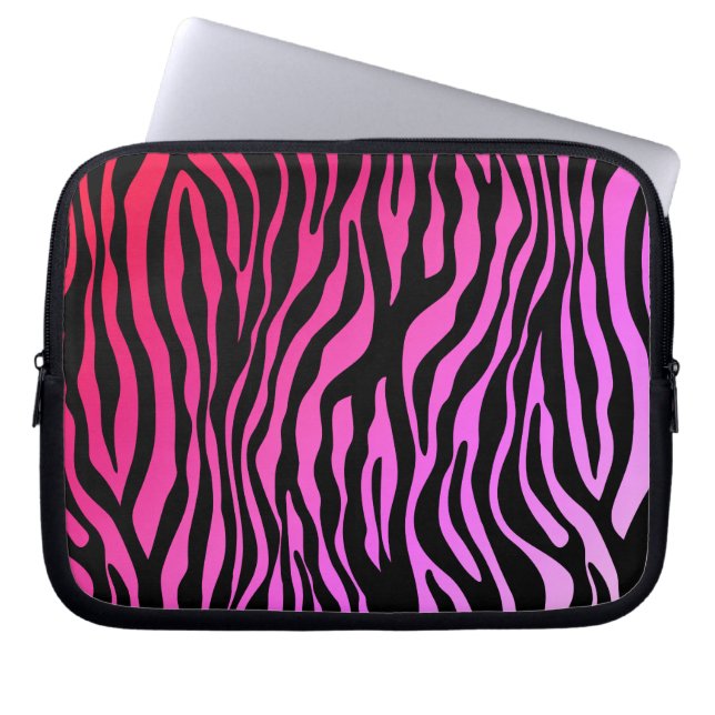 Zebra Animal Print laptop sleeve pink red (Front)
