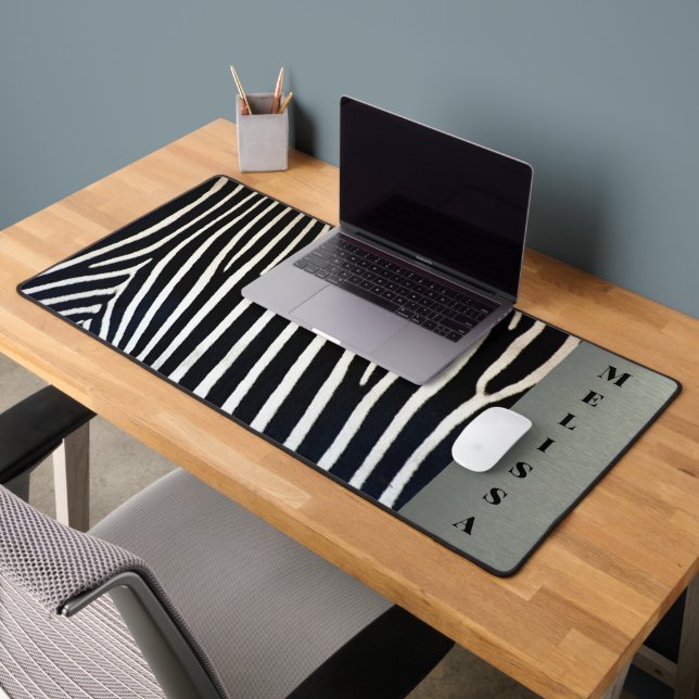 Zebra Animal Print License Plate Holder Desk Mat (Office 2)