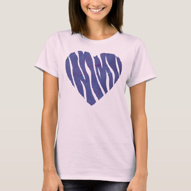 Zebra Animal Print Purple Heart T-Shirt (Front)
