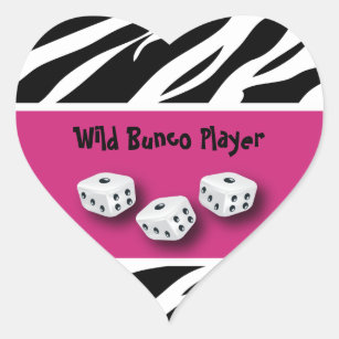 Zebra Animal Print WIld Bunco Player Heart Sticker