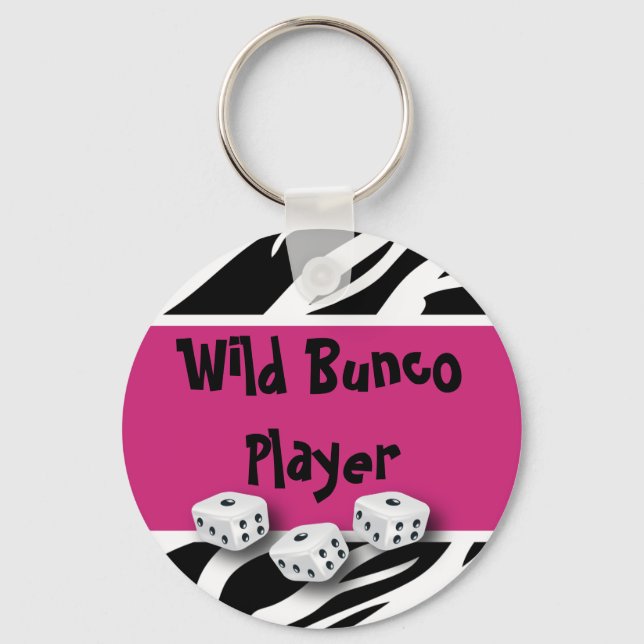 Zebra Animal Print WIld Bunco Player Key Ring (Front)
