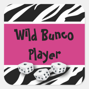 Zebra Animal Print WIld Bunco Player Square Sticker