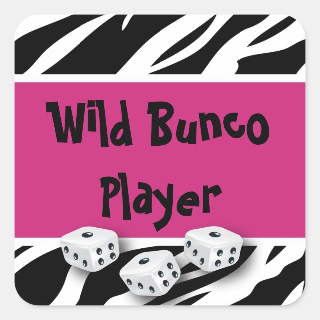 Zebra Animal Print WIld Bunco Player Square Sticker (Front)