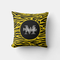Zebra Animal Skin Modern Monogram Script Name     