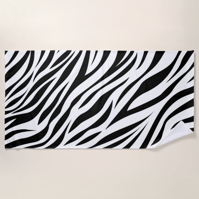 Zebra Animal Skin Print Pattern-15391 Beach Towel (Front)