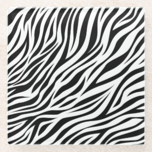 Zebra Animal Skin Print Pattern-15391 Glass Coaster