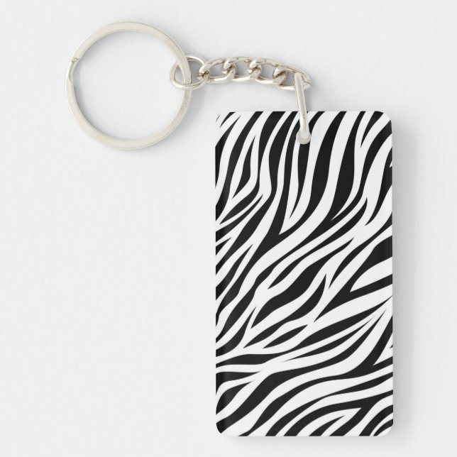 Zebra Animal Skin Print Pattern-15391 Key Ring (Front)