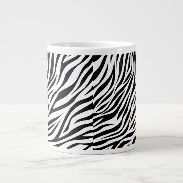 Zebra Animal Skin Print Pattern-15391 Large Coffee Mug (Front)