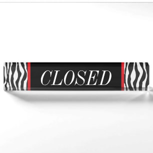 Zebra Animal Striped Print with Red Bar DIY Text Nameplate