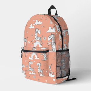 Zebra Animal Vector Line Set Printed Backpack