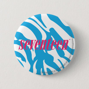 Zebra Aqua 6 Cm Round Badge