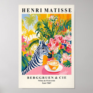 Zebra Art Print, Coffee Poster, Matisse Print, Pin Poster