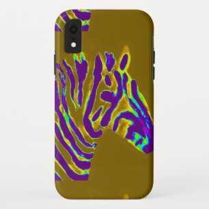 Zebra Art Purple Glow iPhone XR Case