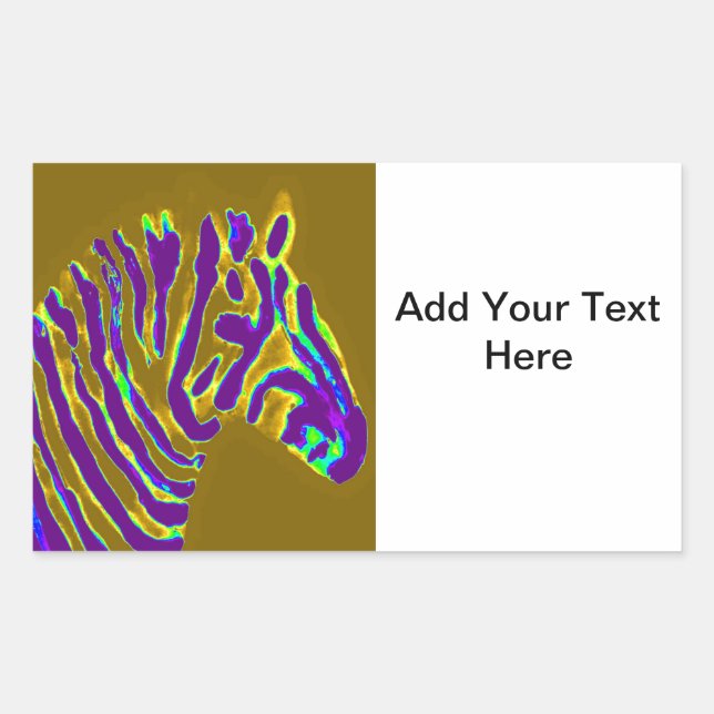 Zebra Art Purple Stripes Custom Rectangular Sticker (Front)