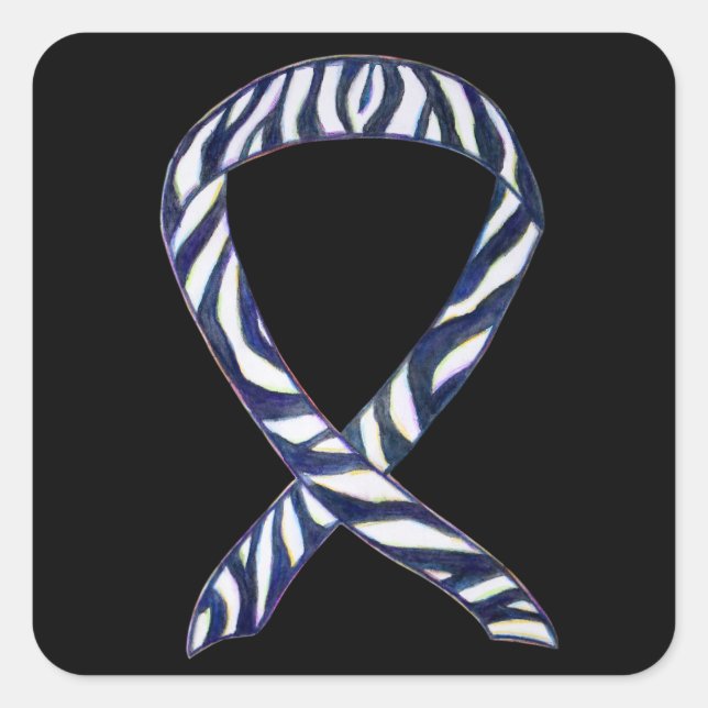 Zebra Awareness Ribbon Art Custom Sticker Decals (Front)