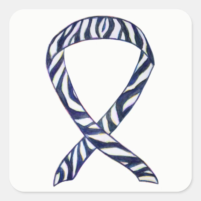 Zebra Awareness Ribbon Custom Art Decal Stickers (Front)