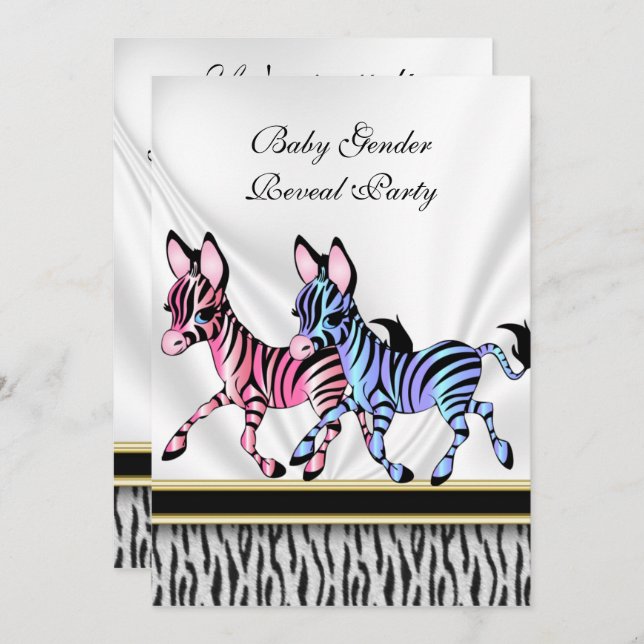 Zebra Baby Gender Reveal Party Invitation (Front/Back)