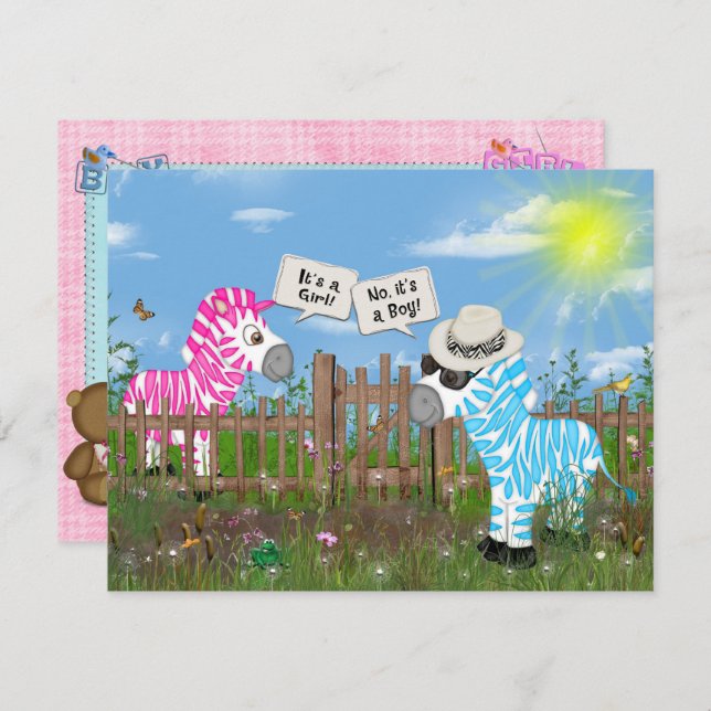 Zebra Baby Gender Reveal Party Invitation (Front/Back)