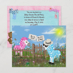 Zebra Baby Gender Reveal Party Invitation