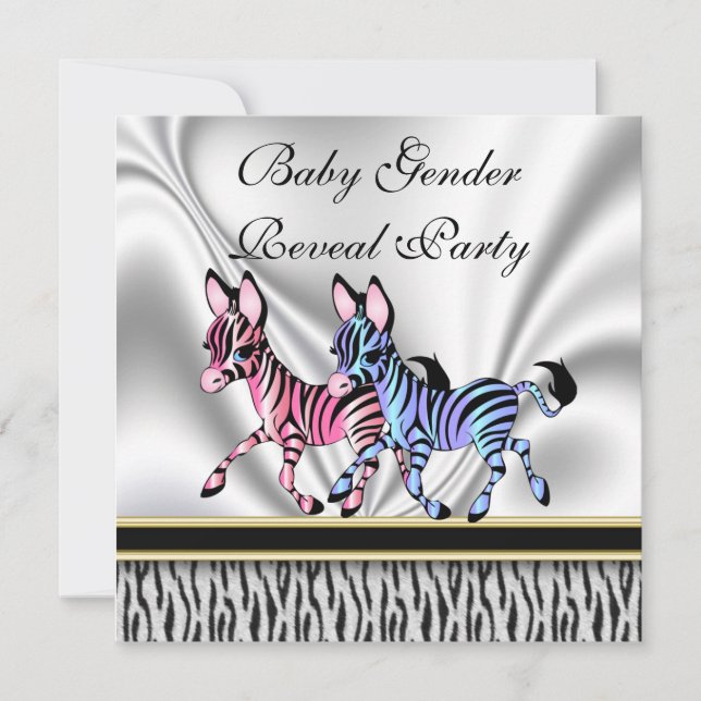 Zebra Baby Gender Reveal Party Invitation (Front)